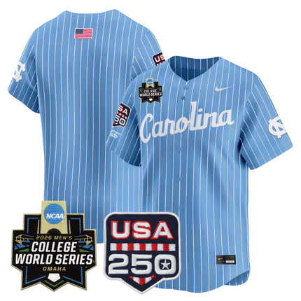 Men's North Carolina Tar Heels USA 250 Fourth of July Vapor Premier Limited Jersey - 2026 World Series patch - All Stitched