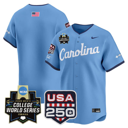 Men's North Carolina Tar Heels USA 250 Fourth of July Vapor Premier Limited Jersey - 2026 World Series patch - All Stitched