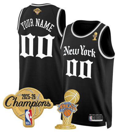 New York Knicks 2026 Champions Patch Custom Swingman Jersey - Gothic Edition- All Stitched