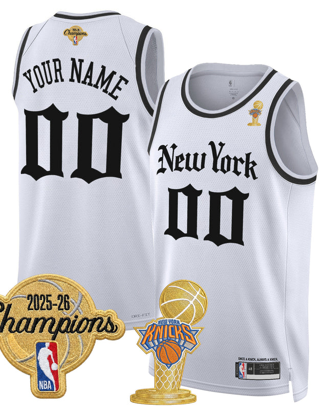 New York Knicks 2026 Champions Patch Custom Swingman Jersey - Gothic Edition- All Stitched