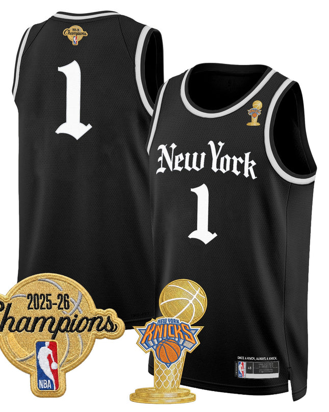 Men's New York Knicks 2026 Champions Patch Swingman Jersey - Gothic Edition- All Stitched