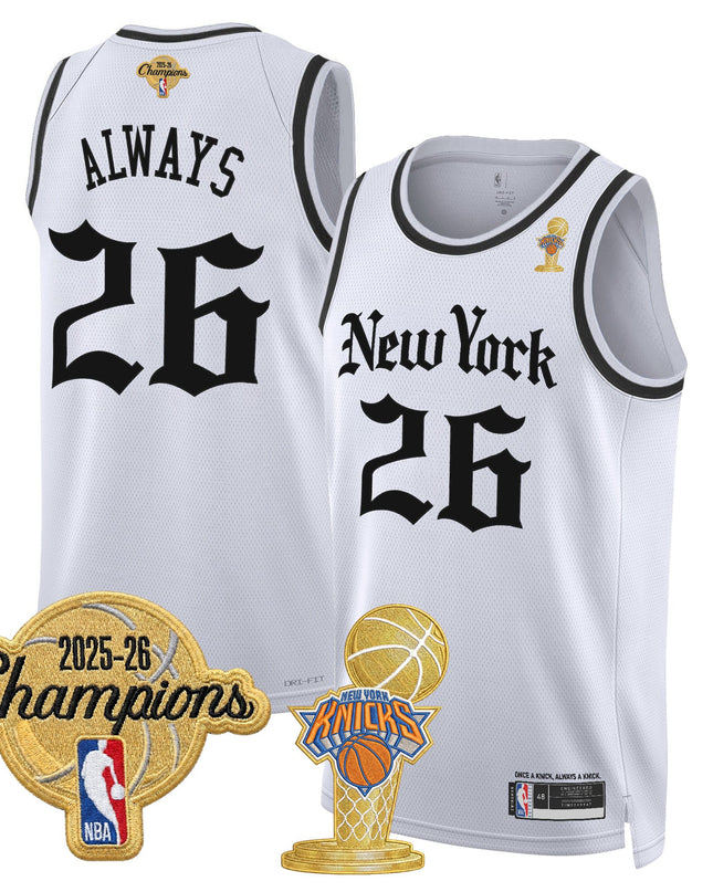 Men's New York Knicks 2026 Champions Patch Swingman Jersey - Gothic Edition- All Stitched
