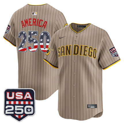 Men's San Diego Padres USA 250 Fourth of July Vapor Premier Limited Jersey - All Stitched