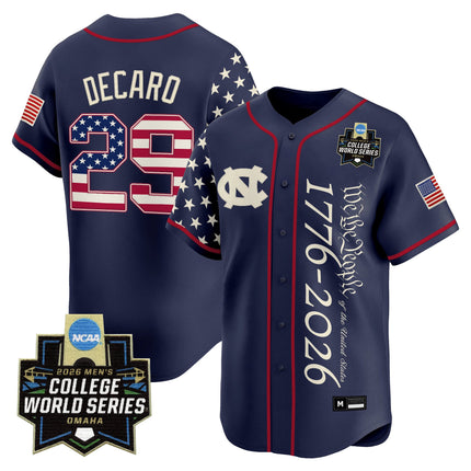 Men's North Carolina Tar Heels 2026 World Series "America 250 Edition" Vapor Premier Limited Jersey V2 - All Stitched