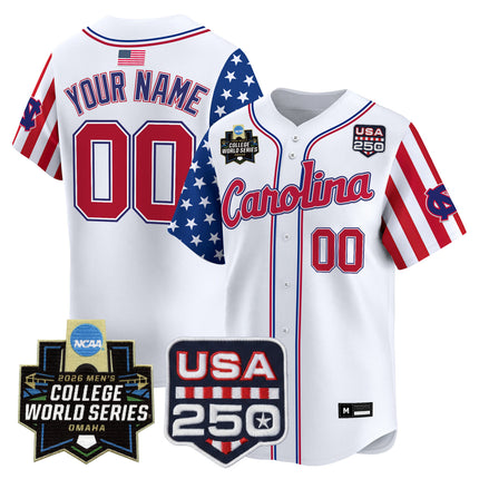 North Carolina Tar Heels 2026 World Series "America 250 Edition" Vapor Premier Limited Custom Jersey - All Stitched