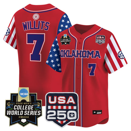 Men's Oklahoma Sooners 2026 World Series "America 250 Edition" Vapor Premier Limited Jersey - All Stitched