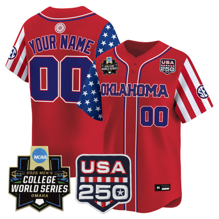 Oklahoma Sooners 2026 World Series "America 250 Edition" Vapor Premier Limited Custom Jersey - All Stitched
