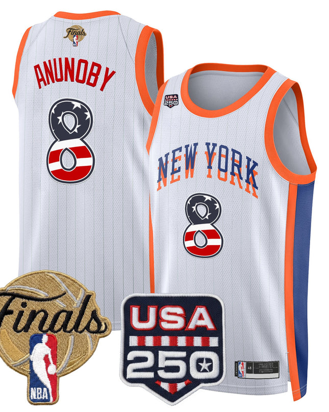 Men's New York Knicks USA 250 Fourth of July Swingman Jersey - 2026 Finals patch- All Stitched