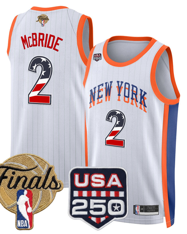 Men's New York Knicks USA 250 Fourth of July Swingman Jersey - 2026 Finals patch- All Stitched