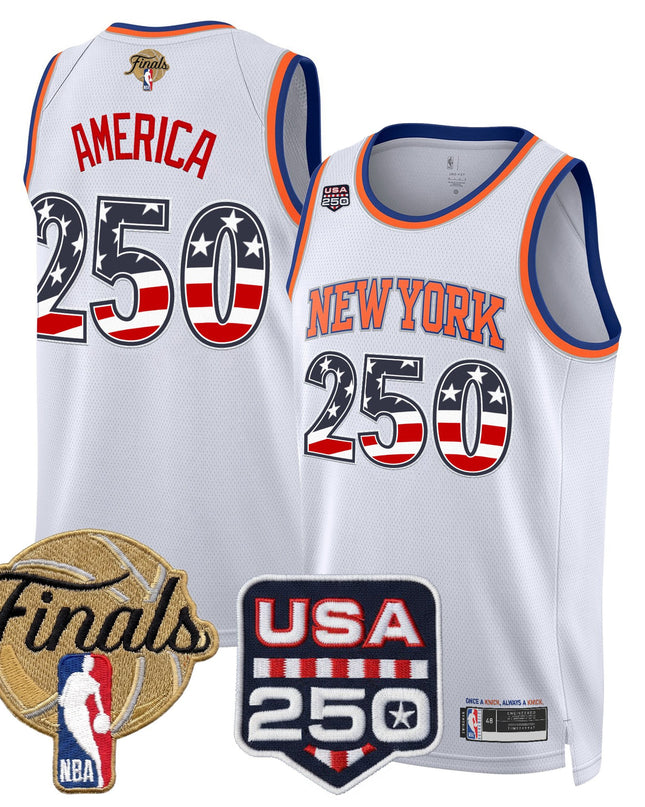 Men's New York Knicks USA 250 Fourth of July Swingman Jersey - 2026 Finals patch- All Stitched