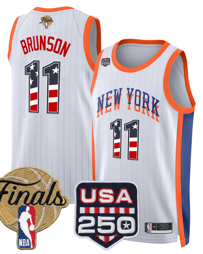 Men's New York Knicks USA 250 Fourth of July Swingman Jersey - 2026 Finals patch- All Stitched