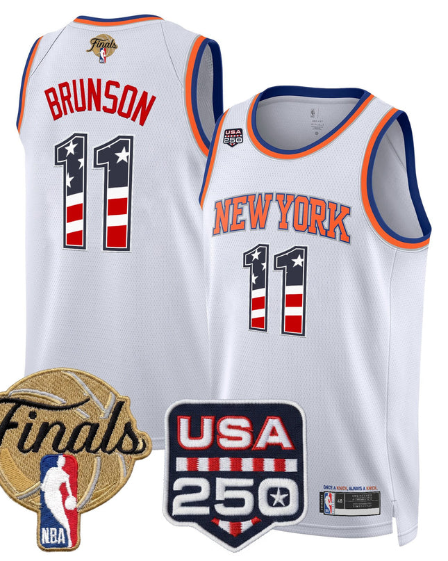 Men's New York Knicks USA 250 Fourth of July Swingman Jersey - 2026 Finals patch- All Stitched