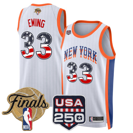 Men's New York Knicks USA 250 Fourth of July Swingman Jersey - 2026 Finals patch- All Stitched