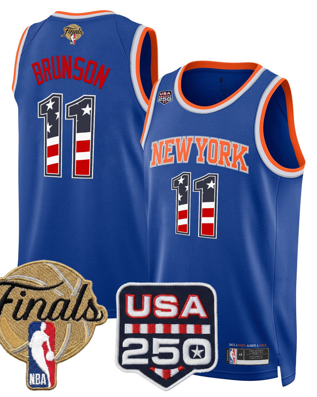 Men's New York Knicks USA 250 Fourth of July Swingman Jersey - 2026 Finals patch- All Stitched