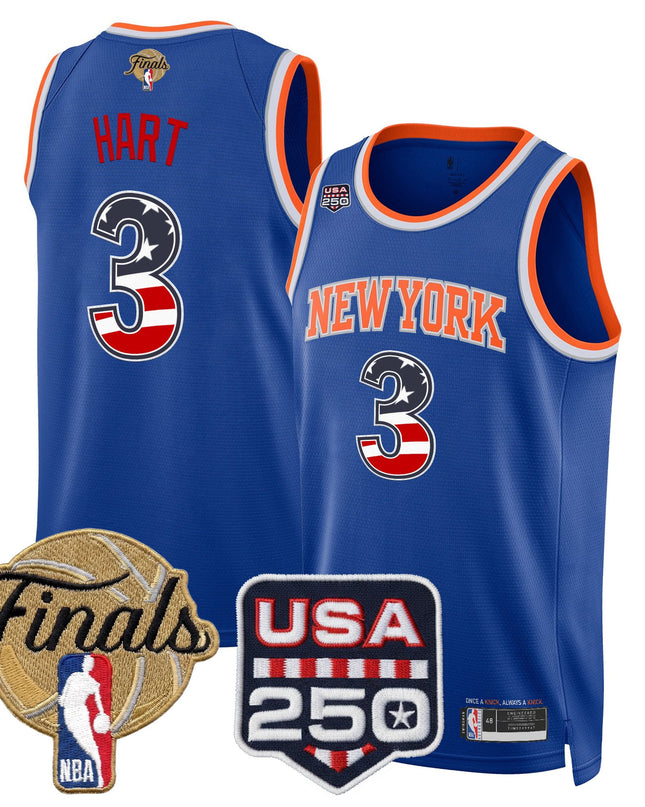 Men's New York Knicks USA 250 Fourth of July Swingman Jersey - 2026 Finals patch- All Stitched