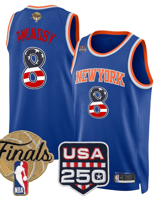 Men's New York Knicks USA 250 Fourth of July Swingman Jersey - 2026 Finals patch- All Stitched