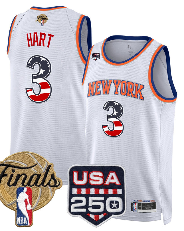 Men's New York Knicks USA 250 Fourth of July Swingman Jersey - 2026 Finals patch- All Stitched