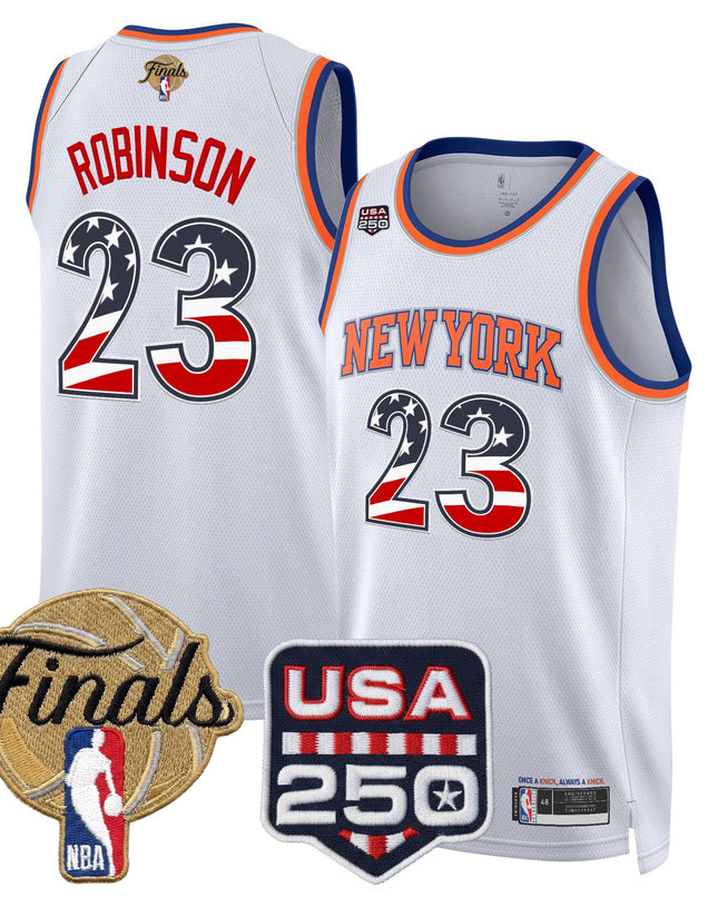 Men's New York Knicks USA 250 Fourth of July Swingman Jersey - 2026 Finals patch- All Stitched