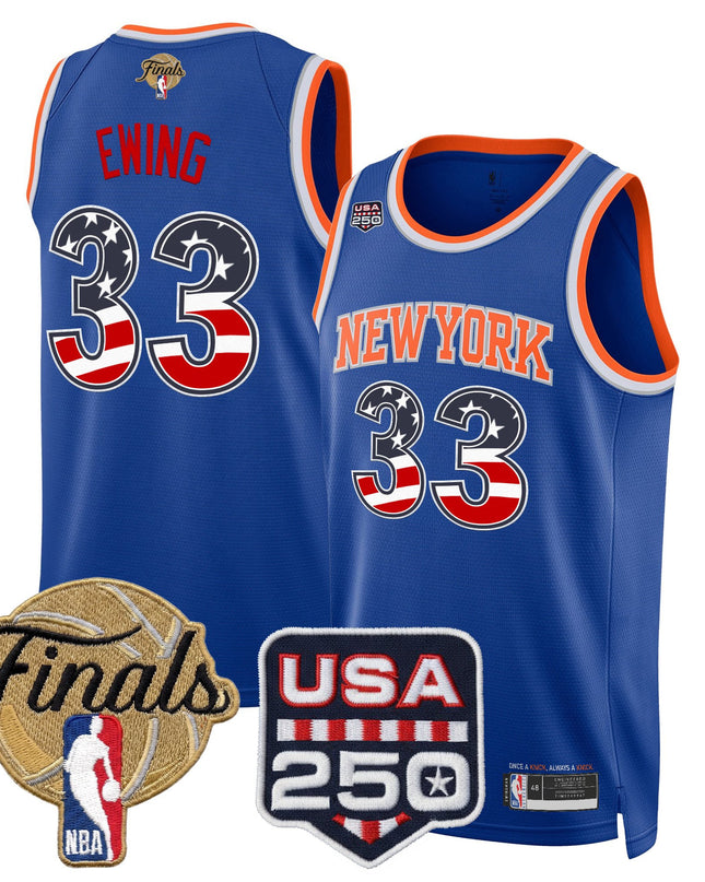 Men's New York Knicks USA 250 Fourth of July Swingman Jersey - 2026 Finals patch- All Stitched