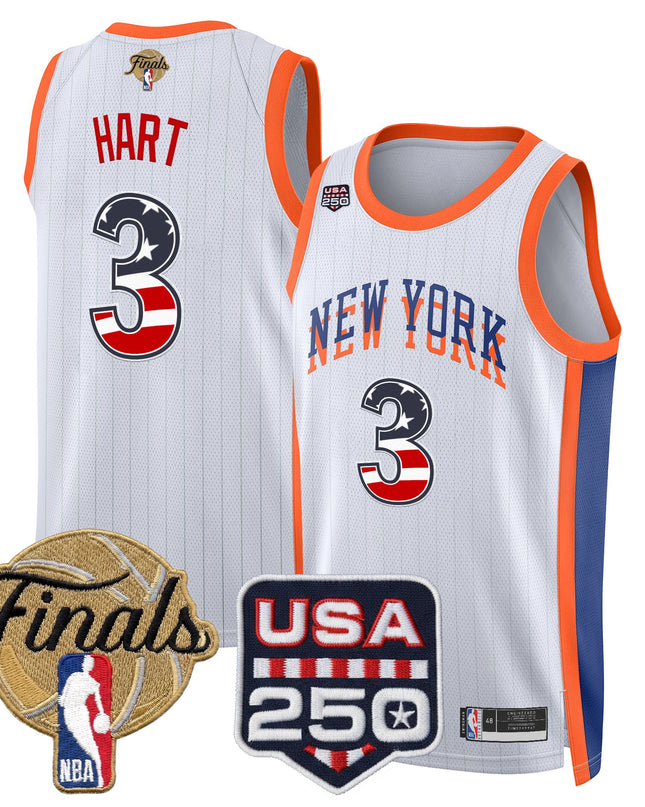 Men's New York Knicks USA 250 Fourth of July Swingman Jersey - 2026 Finals patch- All Stitched