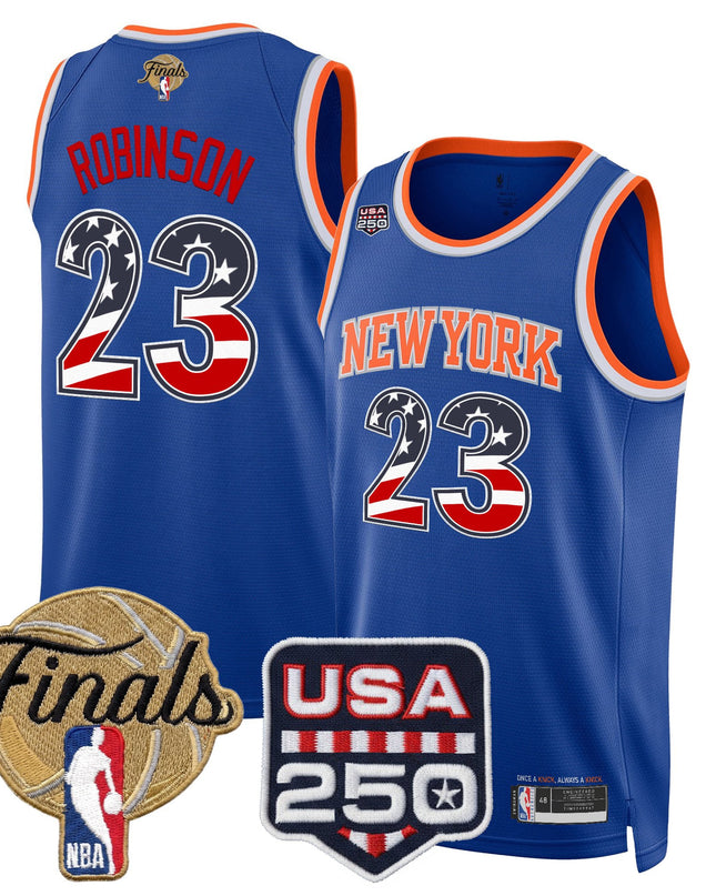 Men's New York Knicks USA 250 Fourth of July Swingman Jersey - 2026 Finals patch- All Stitched