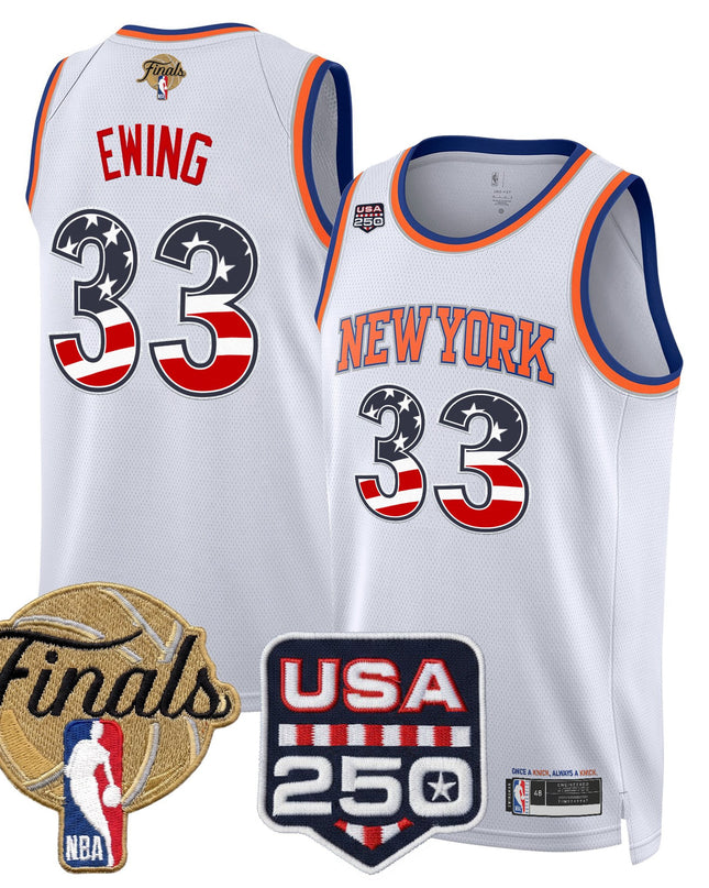Men's New York Knicks USA 250 Fourth of July Swingman Jersey - 2026 Finals patch- All Stitched