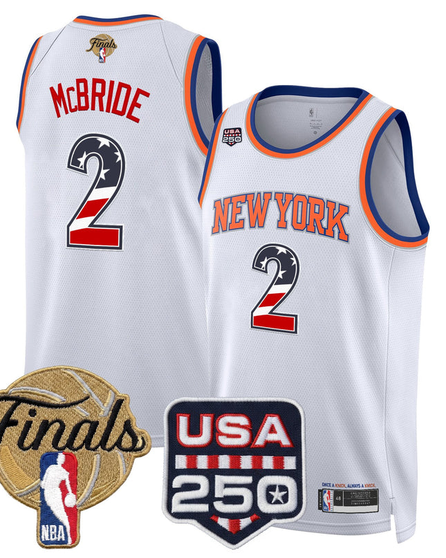 Men's New York Knicks USA 250 Fourth of July Swingman Jersey - 2026 Finals patch- All Stitched