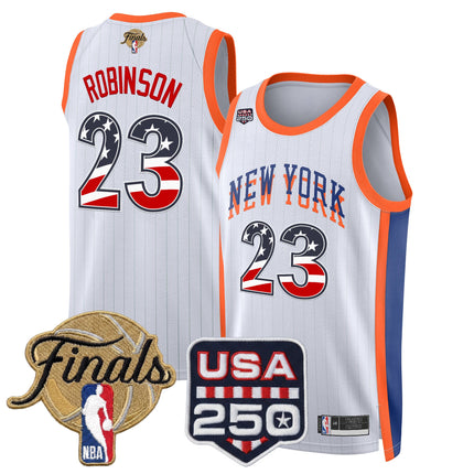 Men's New York Knicks USA 250 Fourth of July Swingman Jersey - 2026 Finals patch- All Stitched