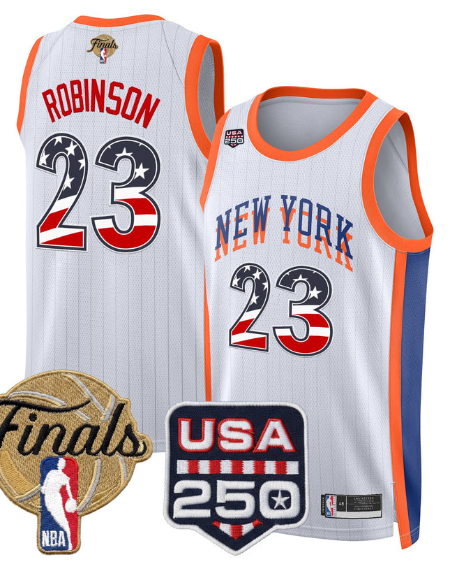 Men's New York Knicks USA 250 Fourth of July Swingman Jersey - 2026 Finals patch- All Stitched