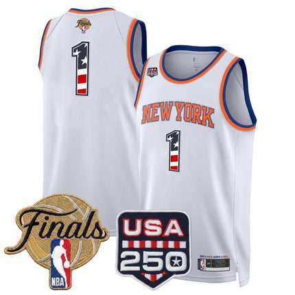 Men's New York Knicks USA 250 Fourth of July Swingman Jersey - 2026 Finals patch- All Stitched