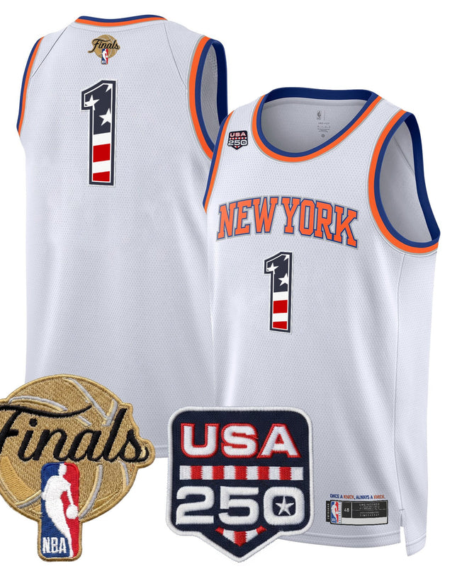 Men's New York Knicks USA 250 Fourth of July Swingman Jersey - 2026 Finals patch- All Stitched