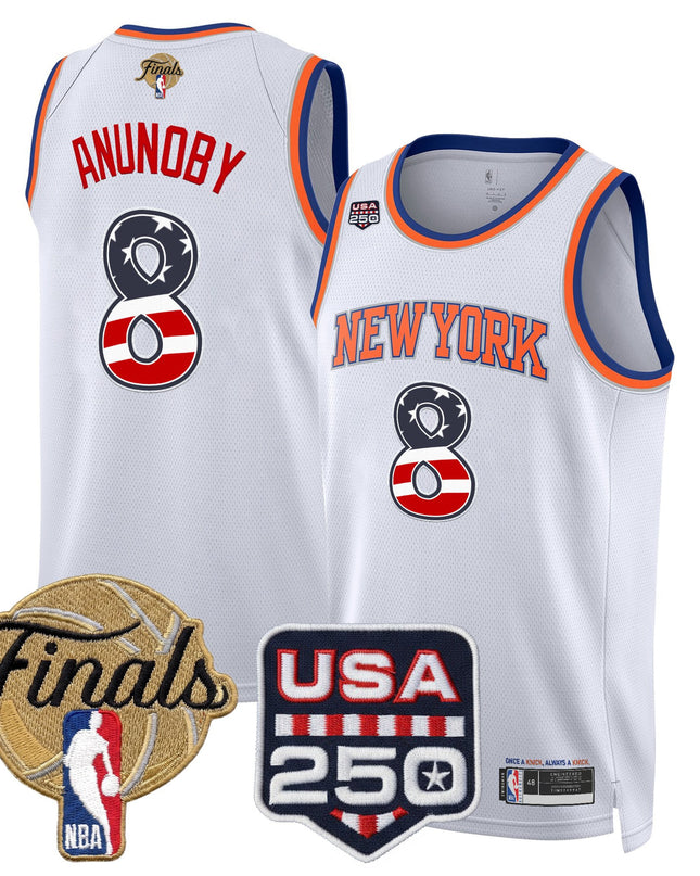 Men's New York Knicks USA 250 Fourth of July Swingman Jersey - 2026 Finals patch- All Stitched