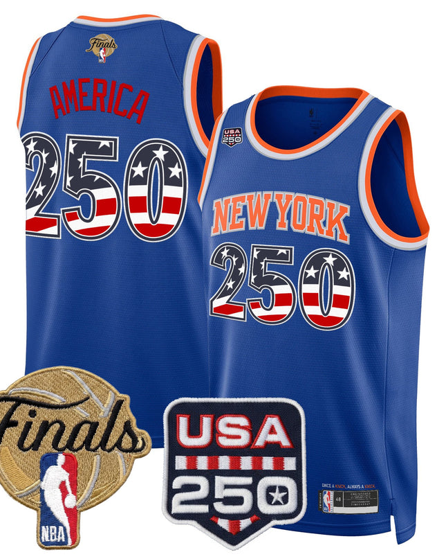 Men's New York Knicks USA 250 Fourth of July Swingman Jersey - 2026 Finals patch- All Stitched