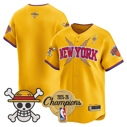 Men's New York Knicks 2026 Champions Patch x One Piece Vapor Baseball Jersey - All Stitched