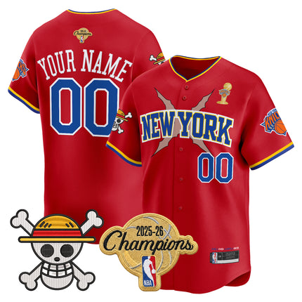 New York Knicks 2026 Champions Patch x One Piece Vapor Custom Baseball Jersey - All Stitched