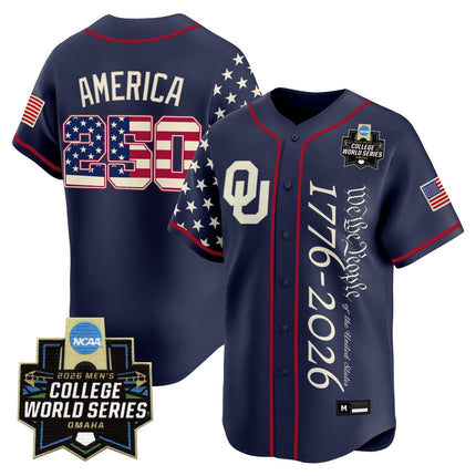 Men's Oklahoma Sooners 2026 World Series "America 250 Edition" Vapor Premier Limited Jersey V2 - All Stitched