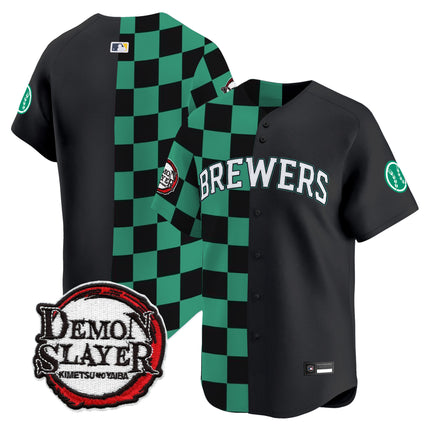 Milwaukee Brewers x Demon Slayer Vapor Premier Limited Jersey - Stitched