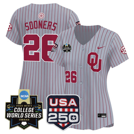 Women's Oklahoma Sooners 2026 World Series Vapor Premier Limited Jersey - 250 America Patch - All Stitched