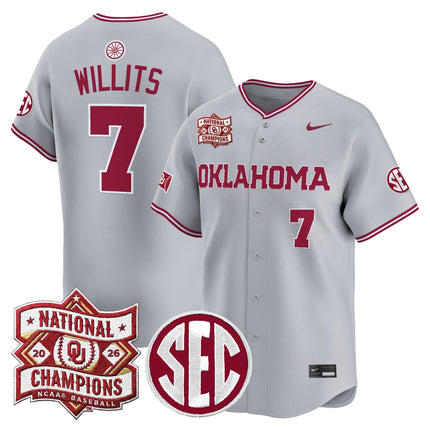 Men's Oklahoma Sooners 2026 National Champions Patch Vapor Premier Limited Jersey V2 - All Stitched
