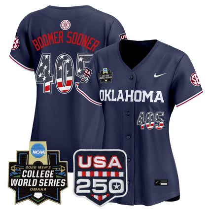 Women's Oklahoma Sooners USA 250 Fourth of July Vapor Premier Limited Jersey - 2026 World Series patch - All Stitched