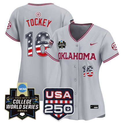 Women's Oklahoma Sooners USA 250 Fourth of July Vapor Premier Limited Jersey - 2026 World Series patch - All Stitched