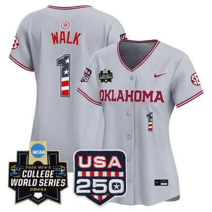 Women's Oklahoma Sooners USA 250 Fourth of July Vapor Premier Limited Jersey - 2026 World Series patch - All Stitched