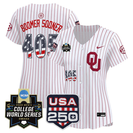 Women's Oklahoma Sooners USA 250 Fourth of July Vapor Premier Limited Jersey - 2026 World Series patch - All Stitched