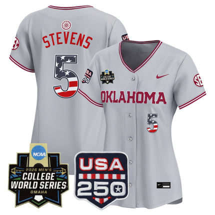 Women's Oklahoma Sooners USA 250 Fourth of July Vapor Premier Limited Jersey - 2026 World Series patch - All Stitched