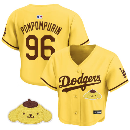 Women's Los Angeles Dodgers x Sanrio Friends Crop Top Baseball Jersey - All Stitched