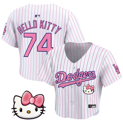 Women's Los Angeles Dodgers x Sanrio Friends Crop Top Baseball Jersey - All Stitched