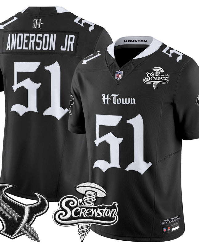 Men's Houston Texans DJ Screw Vapor Limited Jersey - Gothic Edition - All Stitched