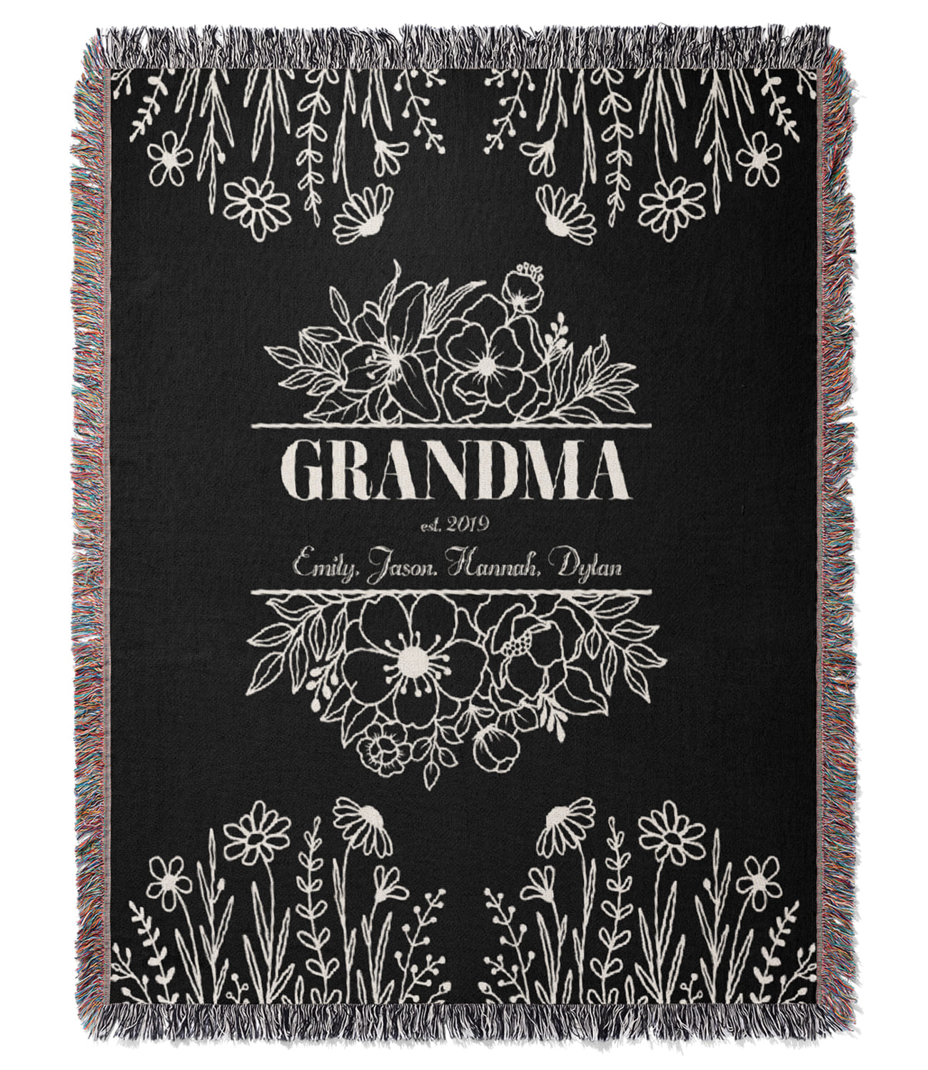 Grandma Floral Woven Blanket – Personalized Gift for Grandma