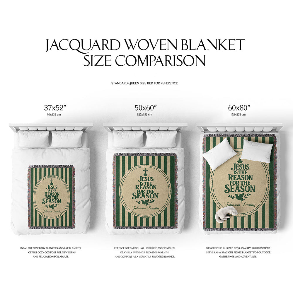 “Jesus is the reason for the season” Personalized Christian Woven Blanket