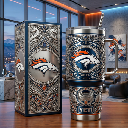 Denver Broncos 40 oz Tumbler with Handle and Lid